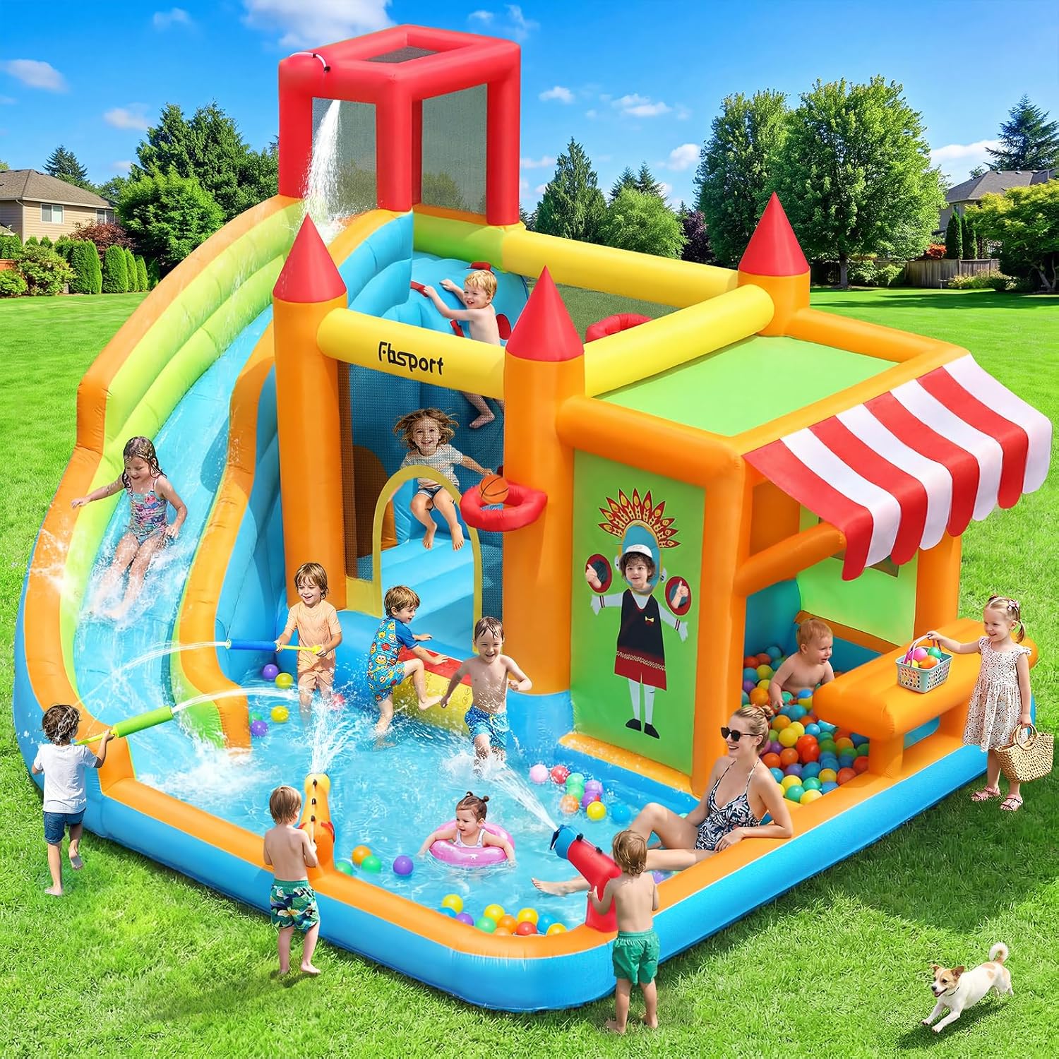 Kids Toys House - Structure gonflable aquatique avec toboggan, château