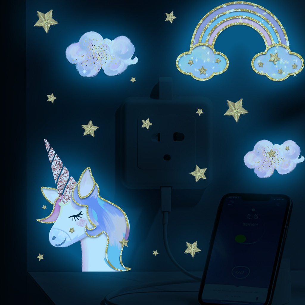 Glow In Dark Stars - Autocollants lumineux de licornes et d'étoiles