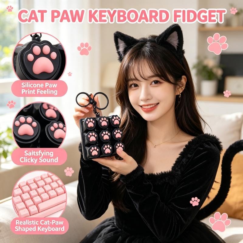 Kids Toys Entertainer - Porte-clés en Silicone pattes chat, presseur