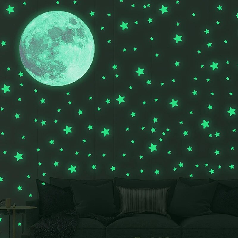 Autocollants muraux lune et ét - Glow In Dark Stars avis et prix